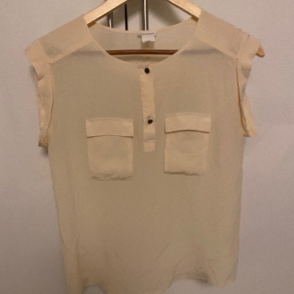 Club Monaco 100% silk cream colored blouse